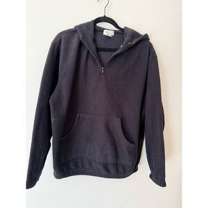 Vintage Bocoo Black Fleece Half Zip Hoodie Jacket Women's Large Made in Russia